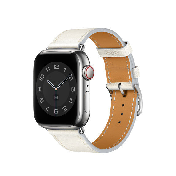 Compatible with Apple Watch 41mm/45mm Blanc Swift Leather Single Tour