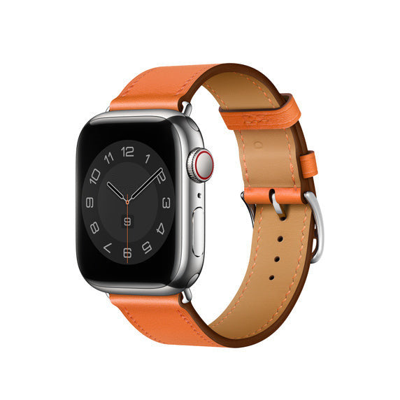 Compatible with Apple Watch 41mm/45mm Orange Swift Leather Single Tour