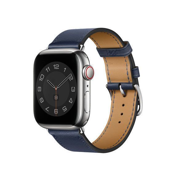 Compatible with Apple Watch 41mm/45mm Navy Swift Leather Single Tour