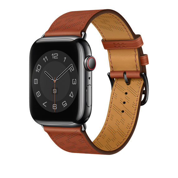 Compatible with Apple Watch 45mm Cuivre Swift Leather H Diagonal Single Tour