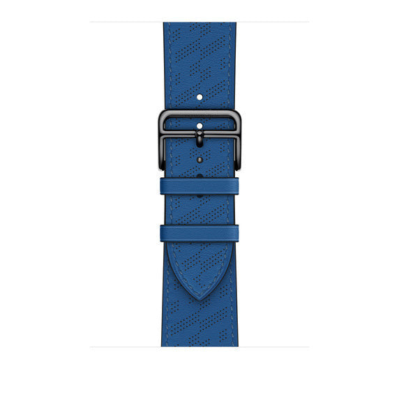 Compatible with Apple Watch 45mm Bleu de France Swift Leather H Diagonal Single Tour