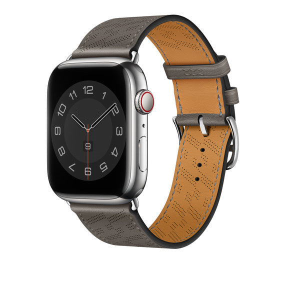 Compatible with Apple Watch 45mm Gris Meyer Swift Leather H Diagonal Single Tour